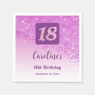 18th Birthday Party Sparkle Pink Glitter Napkin