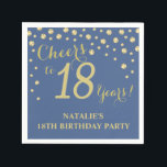 18th Birthday Party White and Blue Diamond Napkins<br><div class="desc">18th Birthday Party Invitation with Blue and Gold Glitter Diamond Background. Gold Confetti. Adult Birthday. Man or Woman Birthday. For further customization,  please click the "Customize it" button and use our design tool to modify this template.</div>