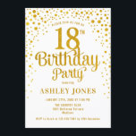 18th Birthday Party - White & Gold Invitation<br><div class="desc">18th Birthday Party Invitation.
Elegant design in white and faux glitter gold. Features stylish script font and confetti. Message me if you need custom age.</div>