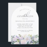 18th Birthday Party White Rose Blue Floral Invitation<br><div class="desc">Elegant white rose and blue wildflower floral arrangement decorates the bottom of this modern arch-shaped birthday invitation. 18th is written in a modern script font. The remainder of the text is a spacious serif.</div>