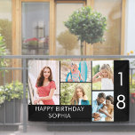 18th Birthday Photo Collage 5 Picture Black White<br><div class="desc">Personalized banner celebrating an 18th Birthday - or customize for any other age! The photo template is set up for you to add 5 of your favourite photos which are displayed in a photo collage of horizontal landscape and vertical portrait formats. The wording simply reads "Happy Birthday [your name]" in...</div>