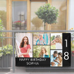 18th Birthday Photo Collage 5 Picture Black White Banner<br><div class="desc">Personalized banner celebrating an 18th Birthday - or customize for any other age! The photo template is set up for you to add 5 of your favourite photos which are displayed in a photo collage of horizontal landscape and vertical portrait formats. The wording simply reads "Happy Birthday [your name]" in...</div>
