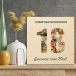 18th Birthday Photo Collage in Number 18 Wood Wall Art<br><div class="desc">Create your own wood art photo collage for a unique 18th birthday gift. The design features a photo collage in the shape of a number 18. The template is set up for you to add your own photographs as well as a name and your own custom wording. The sample wording...</div>