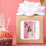18th Birthday Photo college Party favor Square Sticker<br><div class="desc">18th Birthday Photo Party Favor Sticker Add a personal touch to your 18th birthday celebration with this photo party favor sticker, featuring the same modern rectangular photo frame as the invitation. The cutout frame displays your favourite photo with “BIRTHDAY” running vertically along the side, making every sticker a stylish keepsake....</div>