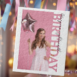 18th Birthday Photo college Party  Jigsaw Puzzle<br><div class="desc">18th Birthday Photo Keepsake Puzzle Celebrate a milestone birthday in a fun and interactive way with this 18th birthday photo keepsake puzzle, featuring a modern rectangular photo frame with “BIRTHDAY” cut out along the side. Upload your favourite photo and personalise the text [Name]’s 18th to create a unique puzzle that...</div>
