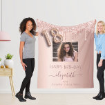 18th birthday photo rose gold glitter pink friends fleece blanket<br><div class="desc">A gift for a girly and glamourous 18th birthday from her best friends. A rose gold, pink gradient background with elegant rose gold coloured faux glitter drips, paint dripping look. Personalize and add your own high quality photo of the birthday girl, and your own names. The text: The name of...</div>