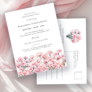 18th Birthday Pink Carnation January Birth Flower Invitation Postcard