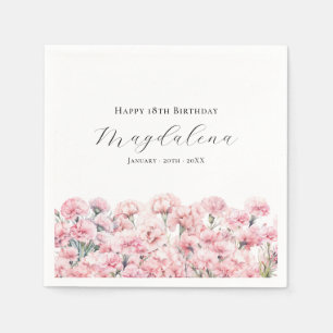 18th Birthday Pink Carnation January Birth Flower Napkin