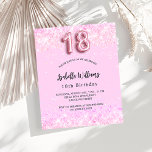 18th Birthday pink confetti budget invitation<br><div class="desc">A modern, stylish and glamourous invitation for a girl's 18th birthday party. A blush pink background with confetti. The name is written with a modern hand lettered style script. Personalize and add your party details. Number 18 is written with a balloon style font, script. 1 sheet = 1 invitation printed...</div>