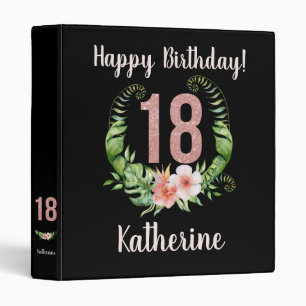 18th Birthday Pink Glitter Name Photo Binder
