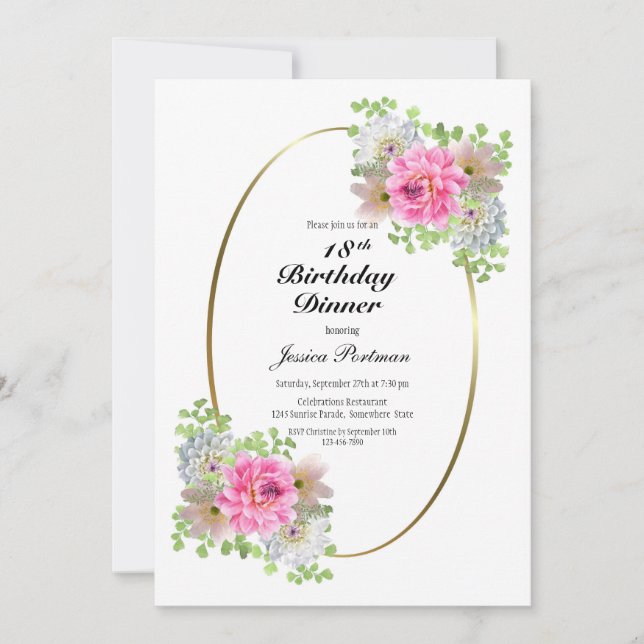 18th Birthday Pink Gold Party Invitation (Front)