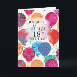 18th Birthday Pink Turquoise Balloons  Card<br><div class="desc">This festive 18th birthday card features colourful balloons in shades of pink gold, purple and turquoise on a white background. Personalize with a name for a unique birthday card. The inside may also be customized with your own greeting or use as is with your name for signature. Designed by world...</div>