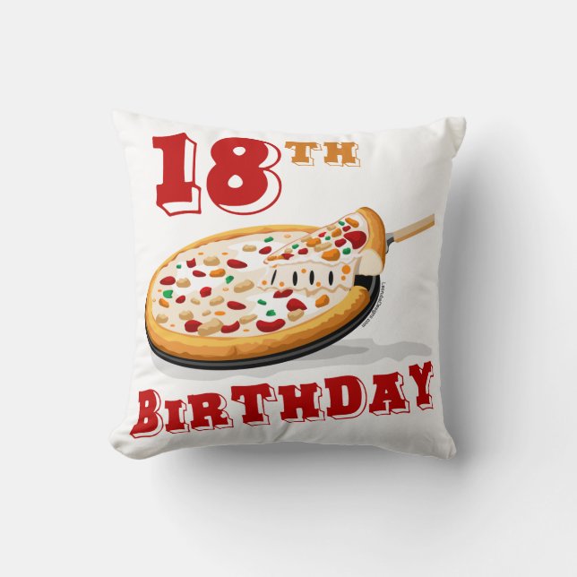 18th Birthday Pizza Party Throw Pillow (Front)