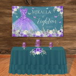 18th Birthday Purple Floral Banner<br><div class="desc">This elegant 18th birthday banner is designed to commemorate the special milestone of an 18-year-old female celebrant. This exquisite piece combines contemporary style with timeless sophistication, making it the perfect choice for marking this important occasion. One of the standout features of this banner is its editable texts, allowing for complete...</div>
