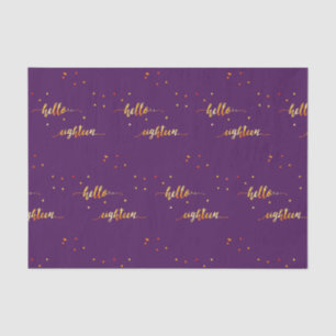 18th birthday purple gold hello 18 typography tissue paper