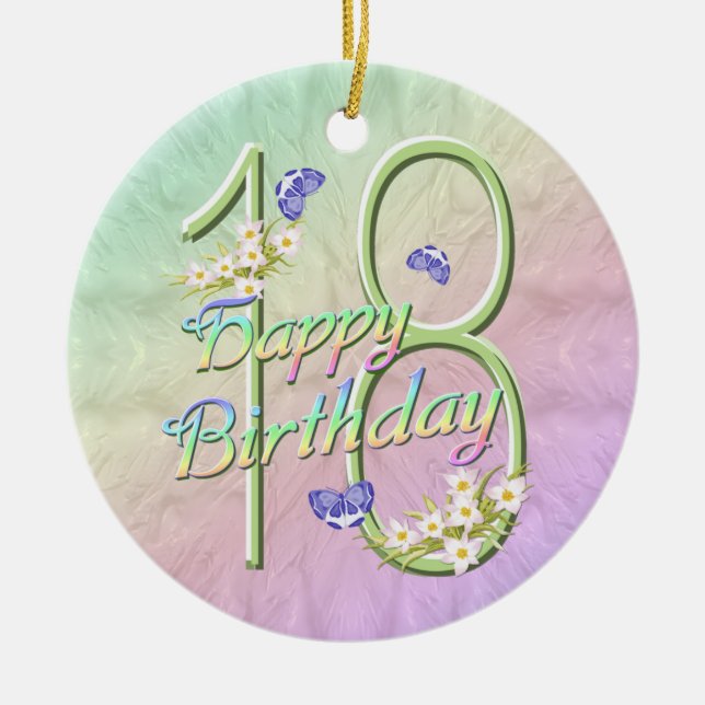 18th Birthday Rainbow Keepsake Ornament (Front)