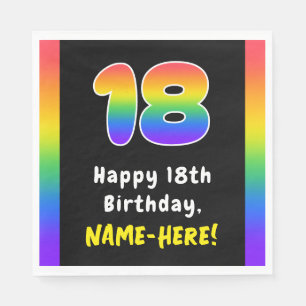 18th Birthday: Rainbow Spectrum # 18, Custom Name Napkin