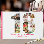 18th Birthday Remember When ... Pink Photo Collage Guest Book<br><div class="desc">This personalized photo guest book is a lovely milestone birthday keepsake for an 18th Birthday. Let your friends or 18th birthday party guests add photos and "remember when ... ", fun and special memories. The design features a photo collage in the shape of the number 18 and the template is...</div>