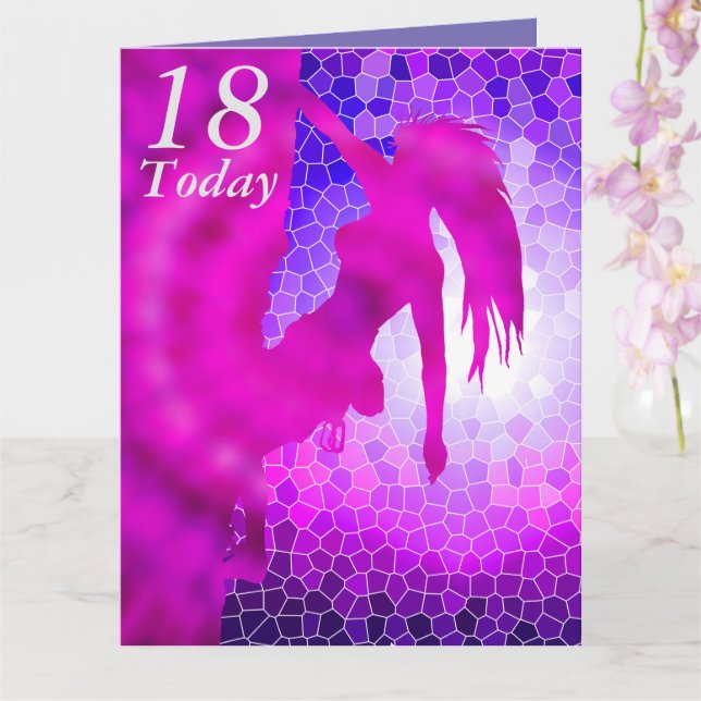 18th Birthday rock climber art card (Orchid)