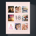 18th birthday rose gold blush photo name paperweight<br><div class="desc">A unique 18th birthday gift or keepsake, celebrating her life with a collage of 8 of your photos. Add images of her family, friends, pets, hobbies or dream travel destination. Personalize and add a name, age 18 and a date. Grey and dark rose gold coloured letters. Elegant and trendy blush...</div>