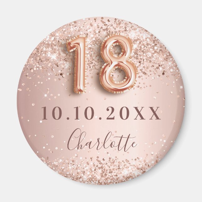 18th birthday rose gold blush save the date magnet (Front)