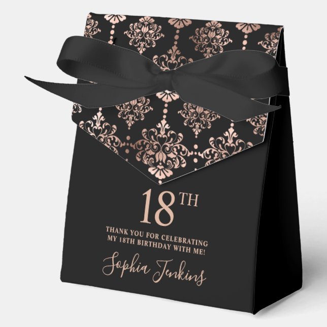 18th Birthday Rose Gold Elegant Thank You  Favor Box (Front)
