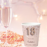 18th birthday rose gold glitter drips monogram paper cups<br><div class="desc">For a glamourous and girly 18th birthday party.  A rose gold gradient background. On the front and the back: Personalize and add a name and a date.   Decorated with faux glitter drips,  paint dripping look. Nr 18 is written with a balloon style font.</div>