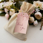 18th Birthday rose gold glitter drips thank you Gift Tags<br><div class="desc">A girly and trendy favour tag for 18th birthday party. A feminine pink, rose gold faux metallic looking background decorated with faux rose gold glitter drips. Dark rose gold coloured letters. On front: The text: Thank You is written with a large trendy hand lettered style script. Back: The text: Thank...</div>