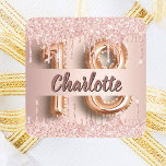 18th birthday rose gold glitter monogram luxury square sticker<br><div class="desc">For a girly and glamourous 18th birthday party. A rose gold faux metallic looking background with faux glitter drips, paint dripping look. Personalize and add a name. The name is written in dark rose gold with a modern hand lettered style script. Number 18 is written with a balloon style font....</div>