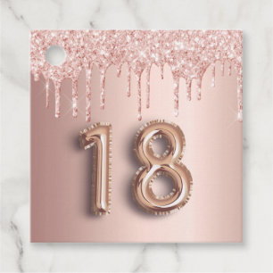 18th Birthday rose gold glitter thank you balloon Favour Tags
