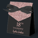 18th Birthday Rose Gold Glitter Thank You Favor Box<br><div class="desc">This fabulous modern 18th Birthday Rose Gold Glitter Thank You favor box with sparkling rose gold glitter, the birthday girl's name in a trendy script font, and tied with an elegant black bow would be perfect for your event. It would be great for a candy station, on a thank you...</div>