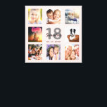 18th birthday rose gold name photo collage canvas print<br><div class="desc">A unique 18th birthday gift or keepsake, celebrating her life with a collage of 8 of your photos. Add images of her family, friends, pets, hobbies or dream travel destination. Personalize and add a name, age 18 and a date. Grey and black coloured letters. A chic girly and feminine rose...</div>