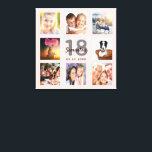 18th birthday rose gold name photo collage canvas print<br><div class="desc">A unique 18th birthday gift or keepsake, celebrating her life with a collage of 8 of your photos. Add images of her family, friends, pets, hobbies or dream travel destination. Personalize and add a name, age 18 and a date. Grey and black coloured letters. A chic girly and feminine rose...</div>