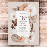 18th Birthday Rustic Boho Floral Party Invitation<br><div class="desc">A rustic boho floral 18th birthday party invitation featuring flowers and autumn leaves.</div>