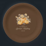 18th Birthday Rustic Boho Pumpkin Fall Custom Paper Plate<br><div class="desc">Elegant watercolor orange pumpkins are nestled in a variety of fall foliage and flowers. A dark,  rich brown background frames it to perfection. Perfect for an autumn celebration.</div>