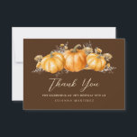 18th Birthday Rustic Boho Pumpkin Flat Thank You Card<br><div class="desc">A beautiful and elegant thank you card designed especially for a birthday. It features a top border orange pumpkins nestled in fall leaves and plants.  Three lines are provided for you to customize your thanks and gratitude.</div>