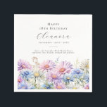 18th Birthday September Birth Flower Custom Napkin<br><div class="desc">Perfect table decor for a September birthday party. Aster is the birth flower for that month. It forms a pretty watercolor bottom border on this floral personalized napkin. The birthday guest of honour's name,  age and birthdate are placed above it using elegant calligraphy and typography. All text is editable.</div>