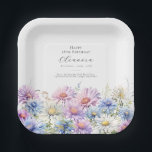 18th Birthday September Birth Flower Paper Plate<br><div class="desc">Perfect table decor for a September birthday party. Aster is the birth flower for that month. It forms a pretty watercolor bottom border on this floral personalized paper plate. The birthday guest of honour's name, age and birthdate are placed above it using elegant calligraphy and typography. All text is editable....</div>