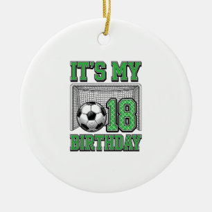 18th Birthday Soccer Vintage Ceramic Ornament