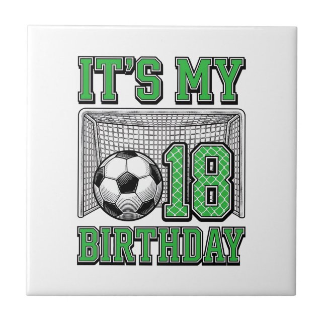 18th Birthday Soccer Vintage Tile (Front)