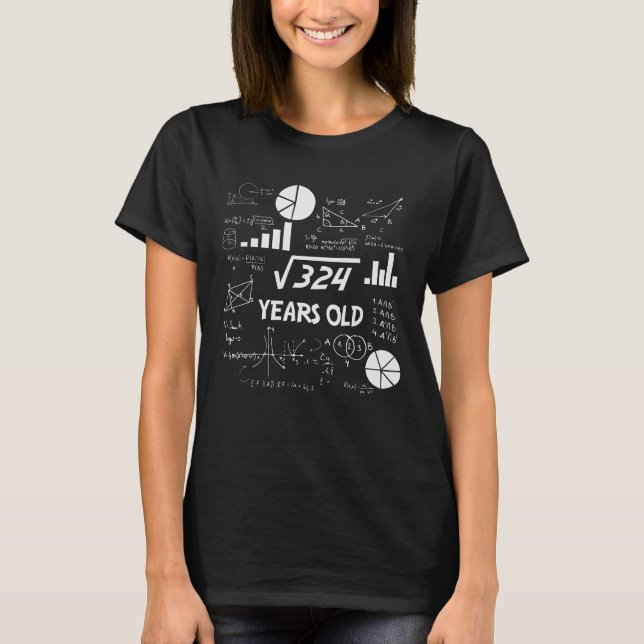 18th Birthday Square Root Math 18 Years Old Bday T-Shirt (Front)
