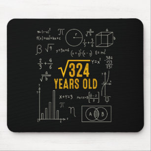 18th Birthday Square Root Of 324 Love Math 18 Year Mouse Pad