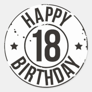18TH BIRTHDAY STAMP EFFECT CLASSIC ROUND STICKER