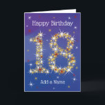 18th Birthday - Star Numbers - Blue - Age 18 Card<br><div class="desc">18th Birthday Card. 18 in Stars - Age Number - Eighteenth Birthday Card - Blue Background - Customizable Text Blue card with star number design - the number "18" is created with yellow, red and white stars Customizable text: on front of the card: Happy Birthday and Add Your Name. Customizable...</div>