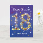 18th Birthday - Star Numbers - Blue - Age 18 Card<br><div class="desc">18th Birthday Card. 18 in Stars - Age Number - Eighteenth Birthday Card - Blue Background - Customizable Text Blue card with star number design - the number "18" is created with yellow, red and white stars Customizable text: on front of the card: Happy Birthday and Add Your Name. Customizable...</div>