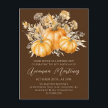 18th Birthday Surprise Party Rustic Boho Pumpkin Invitation Postcard<br><div class="desc">Fall pumpkins are nestled in delicate golden yellow and orange wildflowers to create an elegant aesthetic. All of the text is editable so you can easily craft your own special mood.</div>