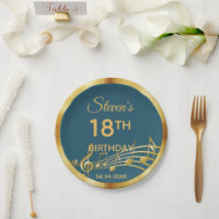 18th birthday teal green music notes