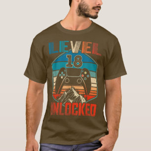 18th Birthday Vintage Level 18 Unlocked Video Game T-Shirt
