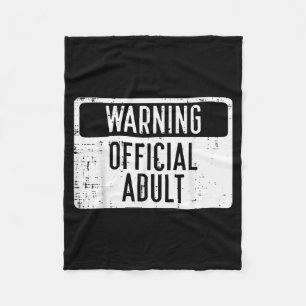 18th Birthday Warning Adult 18 Years Old Women Men Fleece Blanket