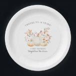 18th Birthday White Pumpkin Fall Leaves Custom Paper Plate<br><div class="desc">Modern and elegant white pumpkin and fall leaves botanical design. The soft watercolor palette is a sophisticated blend of soft terracotta golden yellow sage and brown. Perfect for your fall birthday party.</div>